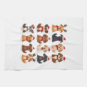 Cute 12 Dogs Xmas Funny Dog Lovers Christmas Dog M Kitchen Towel