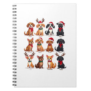 Cute 12 Dogs Xmas Funny Dog Lovers Christmas Dog M Notebook