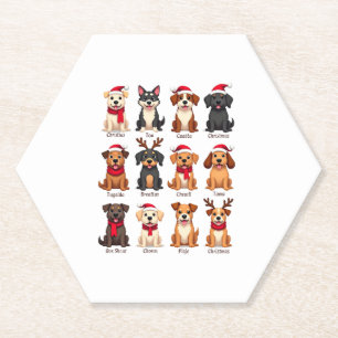 Cute 12 Dogs Xmas Funny Dog Lovers Christmas Dog M Paper Coaster