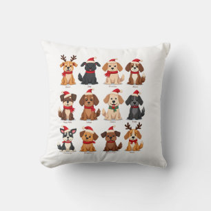 Cute 12 Dogs Xmas Funny Dog Lovers Christmas Dog M Throw Pillow