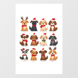 Cute 12 Dogs Xmas Funny Dog Lovers Christmas Dog M Window Cling