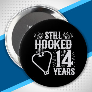 Cute 14th Anniversary Couples Married 14 Years 4 Inch Round Button