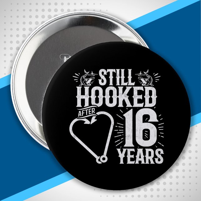 Cute 16th Anniversary Couples Married 16 Years 4 Inch Round Button (Creator Uploaded)