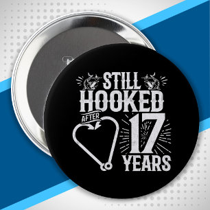 Cute 17th Anniversary Couples Married 17 Years 4 Inch Round Button