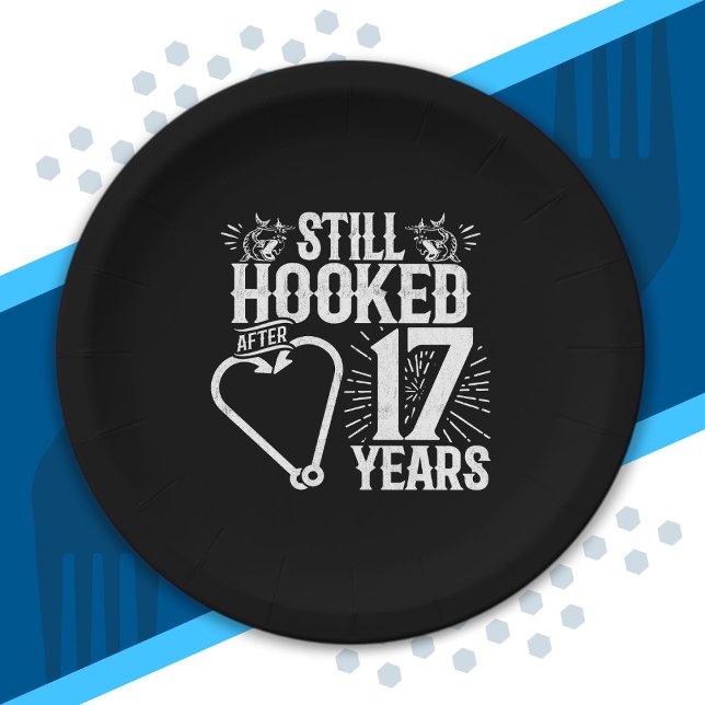 Cute 17th Anniversary Couples Married 17 Years Paper Plate (Creator Uploaded)