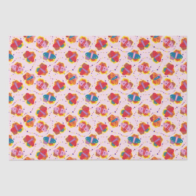 Cute 1960s-style butterflies tissue paper (Front)