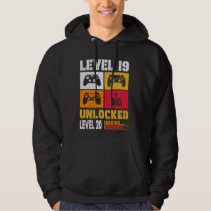 Cute 19th Video Games Birthday Level 19 Unlocked F Hoodie