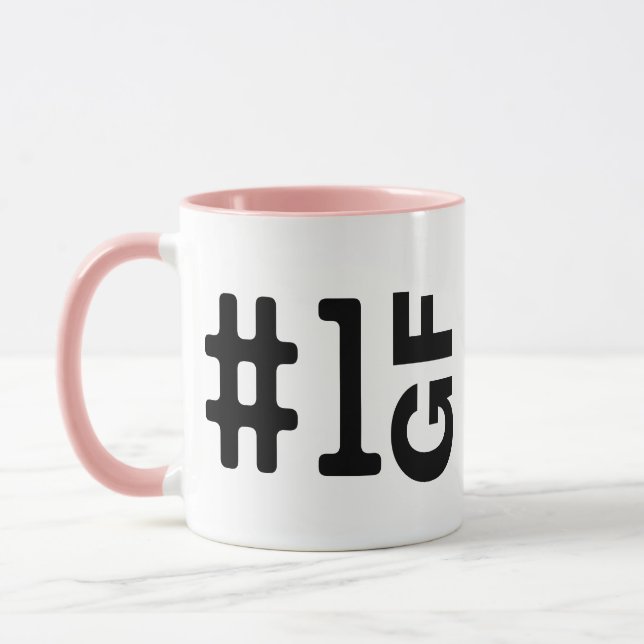 Cute #1 GF Customizable Number One Girlfriend Pink Mug (Left)