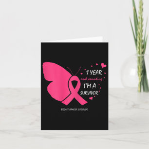 Cute 1 Year Breast Cancer Free Pink Survivor Gifts Card