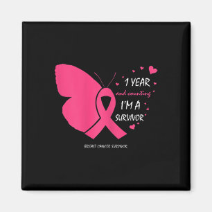 Cute 1 Year Breast Cancer Free Pink Survivor Gifts Magnet