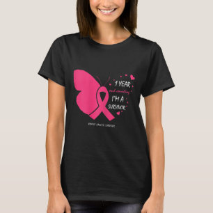 Cute 1 Year Breast Cancer Free Pink Survivor Gifts T-Shirt