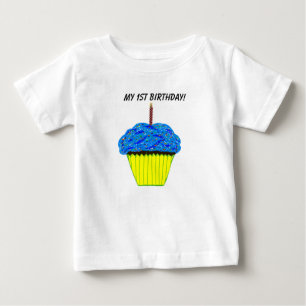Cute 1st Birthday Blue Cupcake Infant T-Shirt