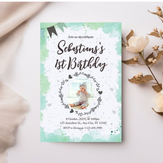 Cute 1st Birthday Invitation (Creator Uploaded)