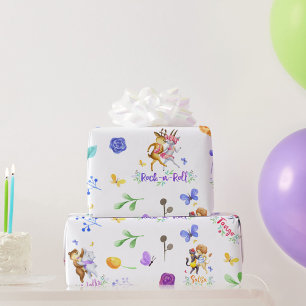 Cute 1st Birthday Party Forest Animals Dancing Wrapping Paper