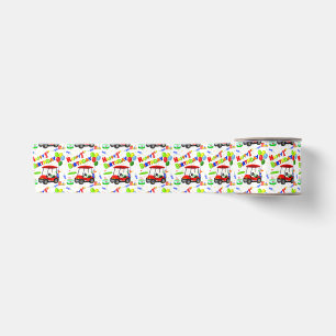 Cute 1st Birthday Red Golf Cart Boy's  Satin Ribbon