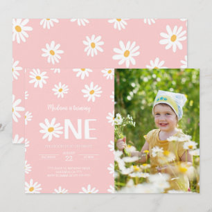 Cute 1st Daisy Birthday Photo Invitation