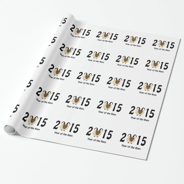 Cute 2015 Year of the Ram Wrapping Paper (Unrolled)