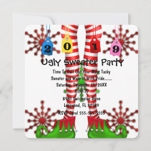 Cute 2019 Elf Stocking Chritmas Invitation du Part