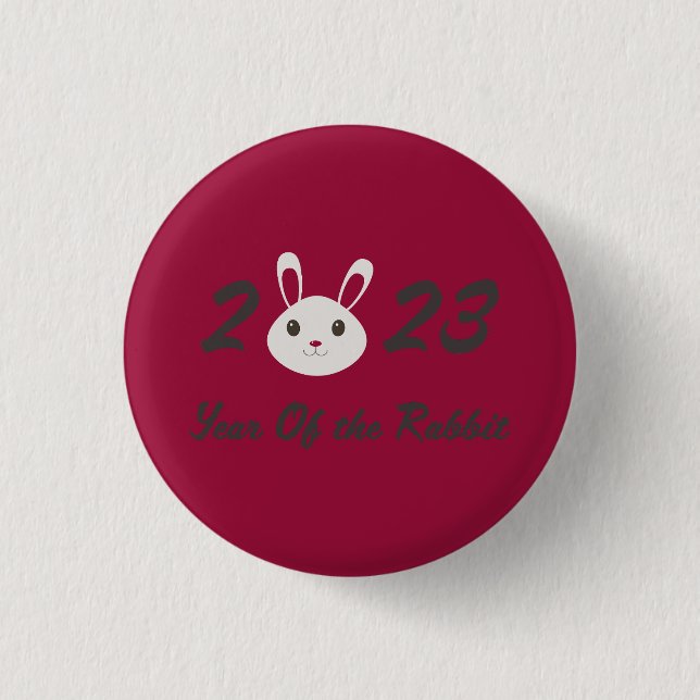 Cute 2023 Year of the Rabbit   1 Inch Round Button (Front)