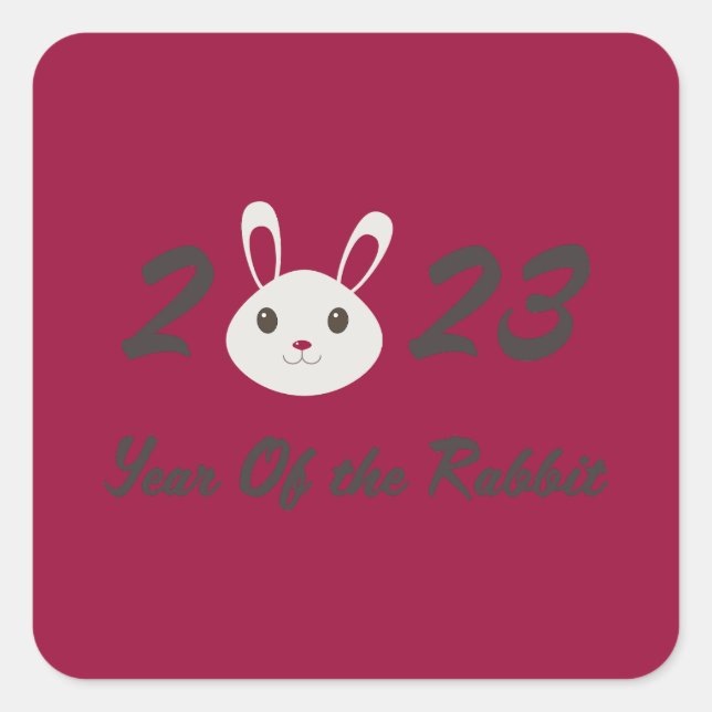 Cute 2023 Year of the Rabbit Square Sticker (Front)