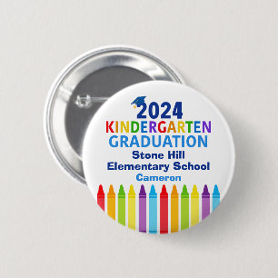 Cute 2024 Kindergarten Graduation Customizable 2 Inch Round Button