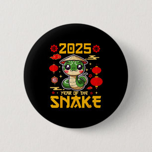 Cute 2025 Year Of The Snake Happy Chinese New Year 2 Inch Round Button