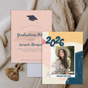 Cute 2026 Graduation Pastel Photo Mini Invitation