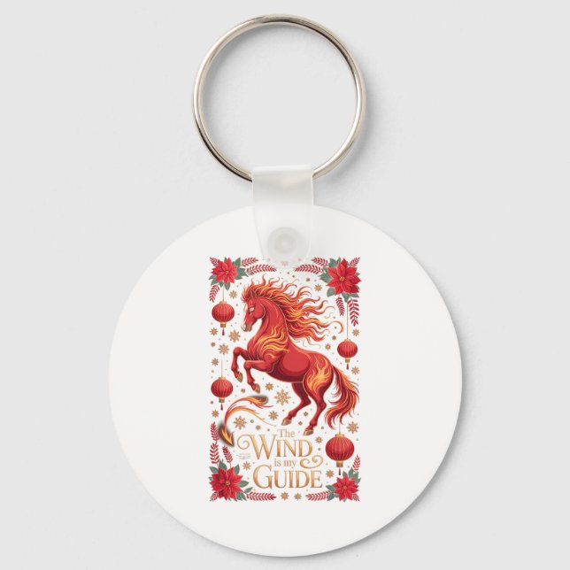 Cute 2026 Horse Lady Wind My Guide Zodiac Rider Fo Keychain (Front)