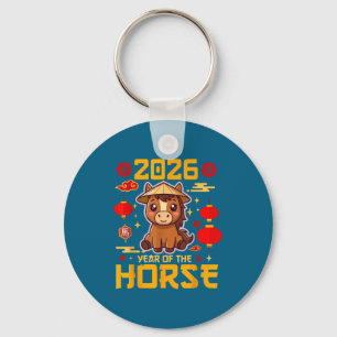 Cute 2026 Year Of The Horse Happy Chinese New Year Keychain