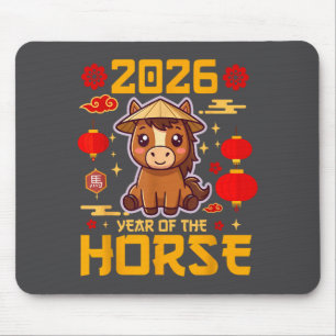 Cute 2026 Year Of The Horse Happy Chinese New Year Mouse Pad
