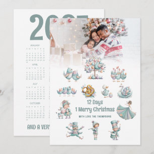 Cute 2027 Calendar Photo 12 Days of Christmas Holiday Card