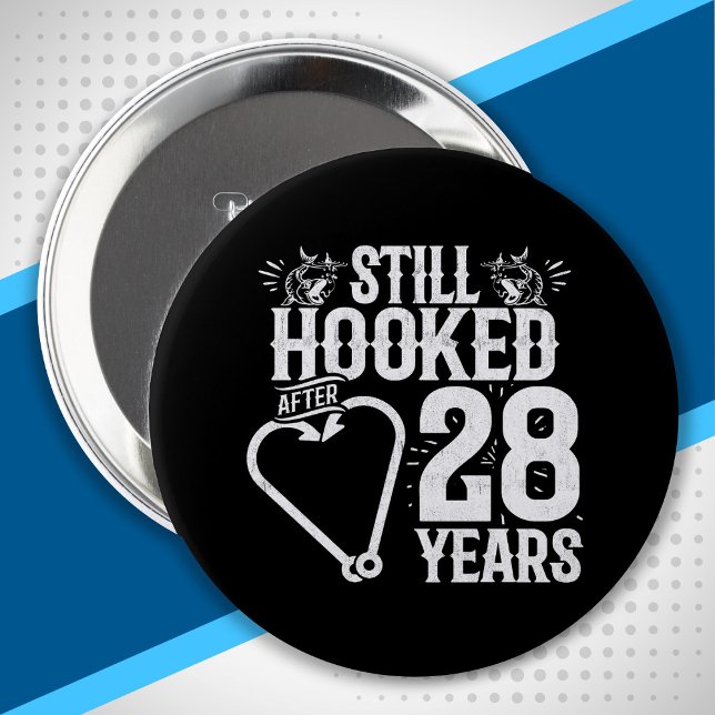 Cute 28th Anniversary Couples Married 28 Years 4 Inch Round Button (Creator Uploaded)