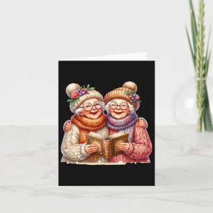 Cute 2 Happy Grannys Old Ladies Singing Christmas Card