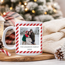 Cute 2 Photo Collage Christmas Red Stripes Custom