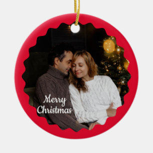 Cute 2 Photo Frame Christmas Ceramic Ornament