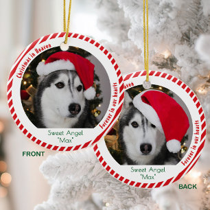 Cute 2 Photo Keepsake Pet Memorial Christmas Ceramic Ornament