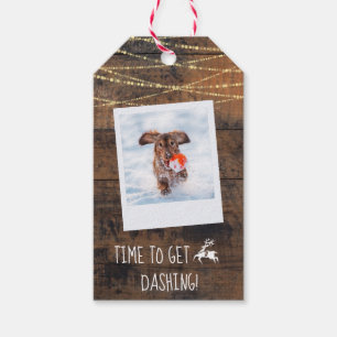 Cute 2-Sided Reindeer Icon Rustic Wood Photo Gift Tags