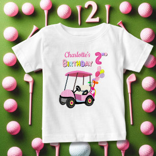 Cute 2nd Birthday Polka Dot Pink Girly Golf Baby T-Shirt