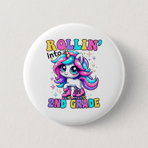 Cute 2nd Grade Back To School Unicorn First Day Of 2 Inch Round Button