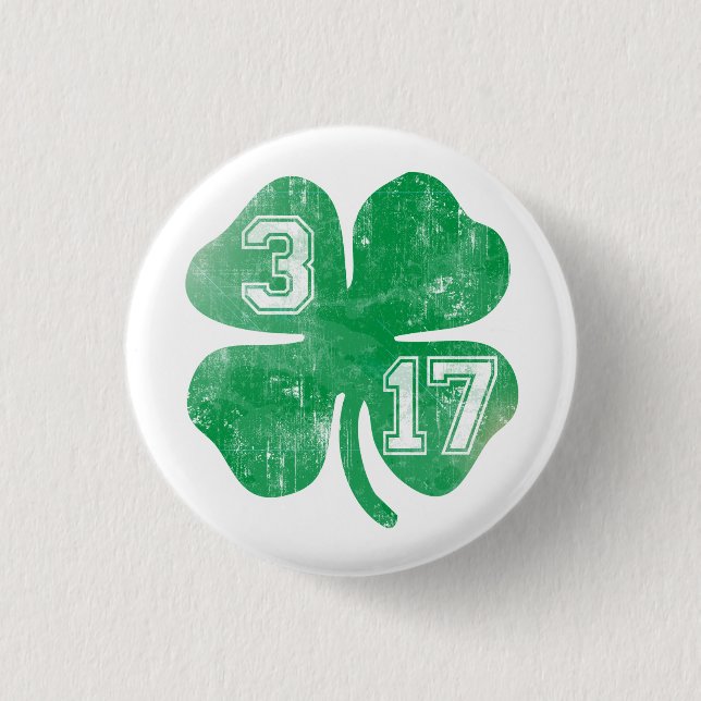 Cute 3/17 St Patrick's Day Shamrock 1 Inch Round Button (Front)