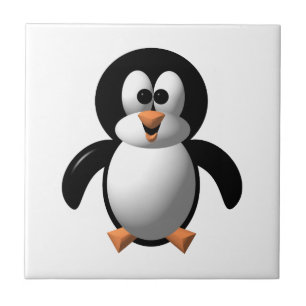 Cute 3-D Look Perky Penguin Tile