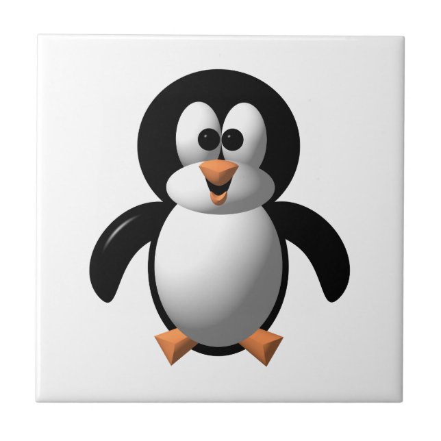 Cute 3-D Look Perky Penguin Tile (Front)