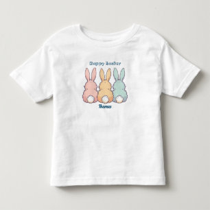 Cute 3 Easter Bunnies Happy Easter. Editable Toddler T-shirt