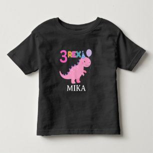 Cute 3 Rex Pink Dinosaur Birthday Design Toddler T-shirt