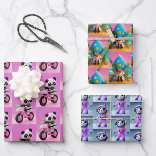 Cute 3D Animaux Envelopper Papier Papier Plat Set 