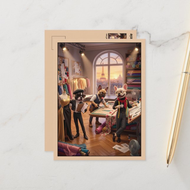 Cute 3D Anthropomorphic French Bulldog Postcard (Front/Back In Situ)