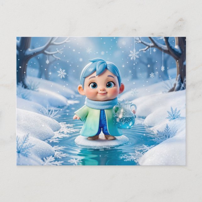 Cute 3D Aquarius Zodiac Character Postcard (Front)