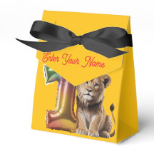 Cute 3D Baby Lion 1st Birthday Yellow Favour Box