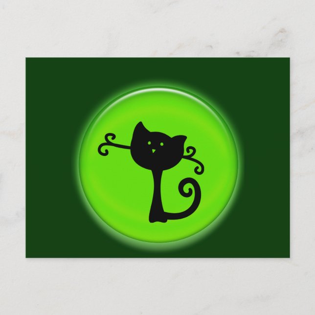 Cute 3D Black Cartoon Cat Postcard (Front)