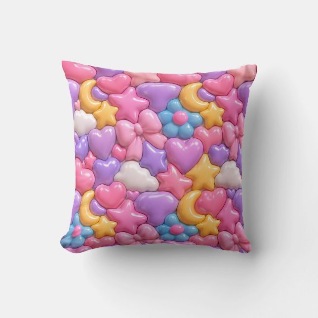 Cute 3D Candy Full Pattern Throw Pillow (Front)